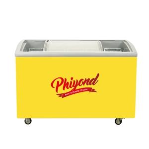 PHIYOND SD-H450 405L Ice Cream Freezer Curved Glass Door Chest Freezer